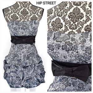 RUBY ROX Strapless High Waist Balloon Skirt Lace Print Party Prom Dress 7